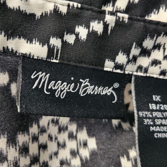 Maggie Barnes Button Front Top Womens 1X 18/20 Black Ivory Attached Tank - Picture 6 of 13